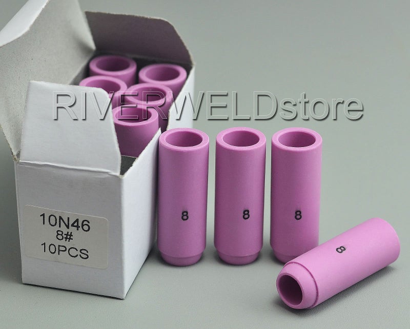 RIVERWELD TIG ألومينا فوهات أكواب درع السيراميك 10N46 8 # 1/2 بوصة 12.5 مم فتحة وD12.5 × 47 مم لـ QQ300 PTA DB SR WP 17 18 26 TIG شعلة لحام حزمة من 10 - Image 2